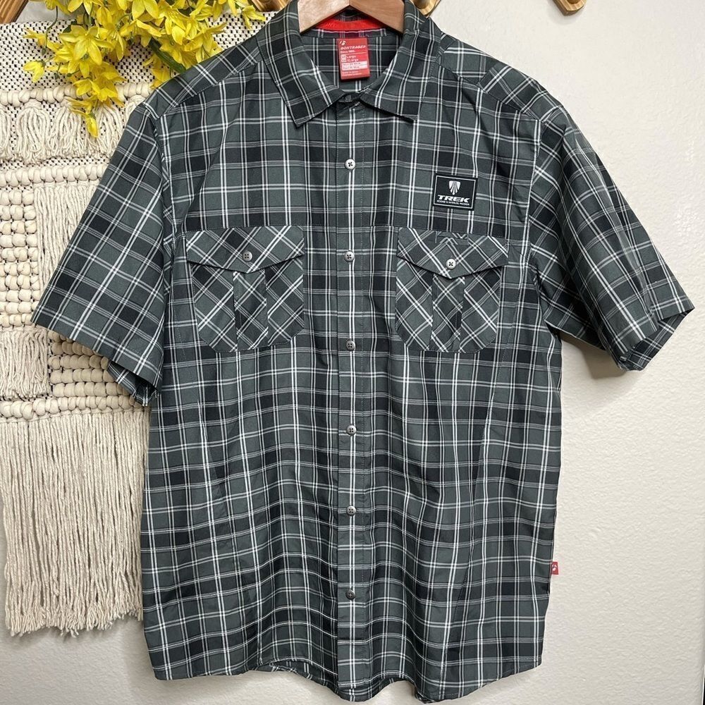 Bontrager Trek Gray Plaid Boardwalk Shirt Large